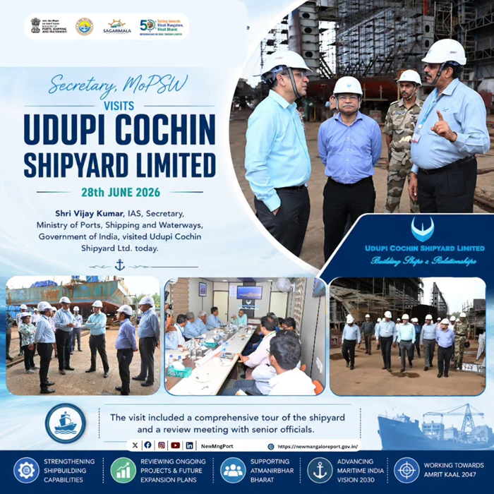 Secretary Ports visits Udupi Cochin Shipyard Ltd